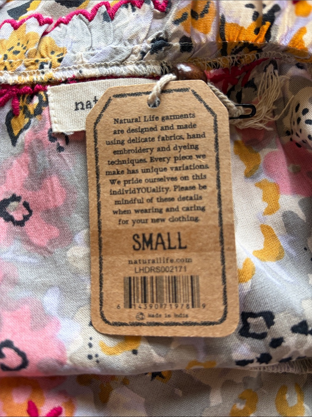 Natural Life Avery Dress embroidered floral midi print hand crochet Sz S NEW - Picture 10 of 12
